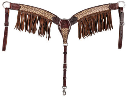 Rafter T Branded Breast Collar with Fringe
