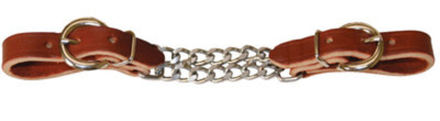 Leather Curb with Double Chain