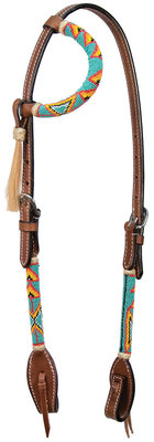 Cody Pro Native American Beaded One Ear Headstall, Turquoise