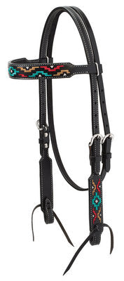 Turquoise Cross Multicolor Embroidered Browband Headstall