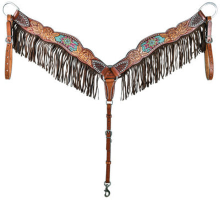 Rafter T Beaded Inlay Breast Collar with Fringe
