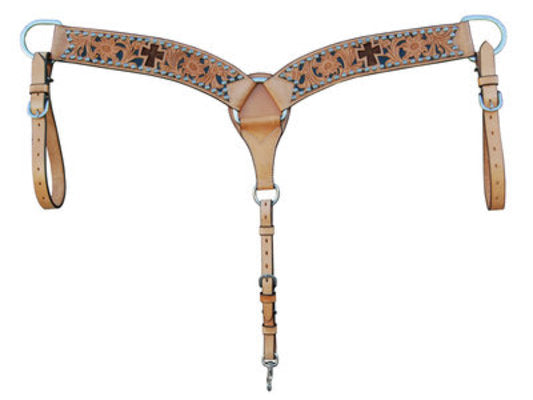 Bar H Inlay Cross Breast Collar w/ Sunspots, Natural