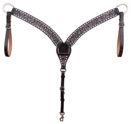 Bar H Hand-Painted Floral Breast Collar w/ Buckstitch