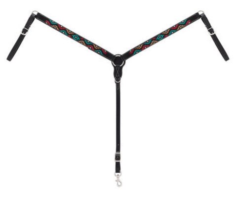 Turquoise Cross Multicolor Embroidered Breast Collar