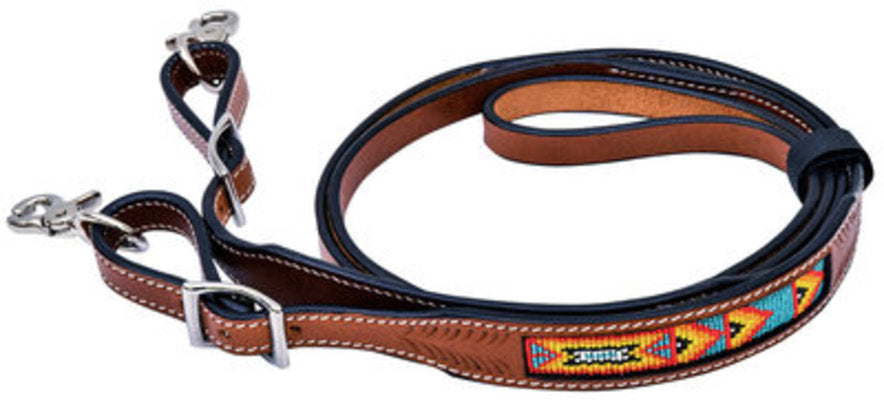 Cody Pro Native American Beaded Roping Rein, Turquoise