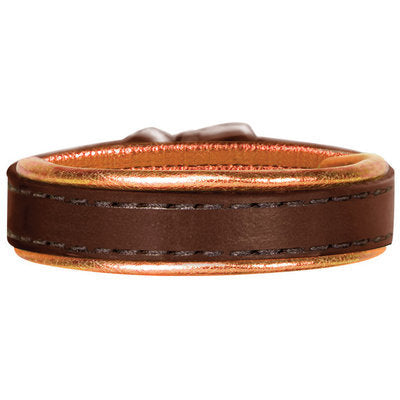 Padded Metallic Leather Bracelet with Engraved Plate