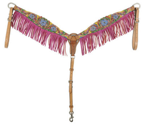 Bar H Floral Fringe Pink Breast Collar