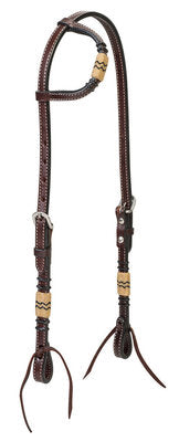 Turquoise Cross Rawhide Sliding Ear Headstall