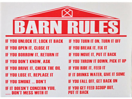 Barn Rules Sign