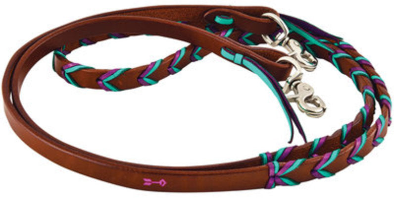 Rafter T Leather Plaited Barrel Racing Reins
