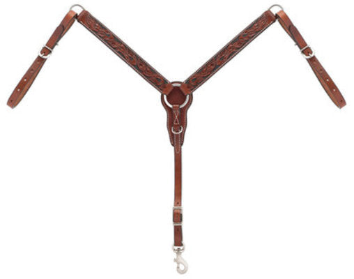 Turquoise Cross Floral Carved Pony Breast Collar