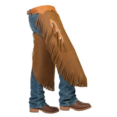 Distressed Brown Chinks with Basketweave Yoke Set