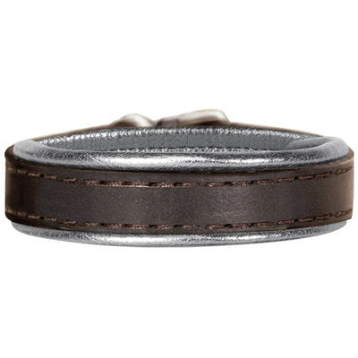 Padded Metallic Leather Bracelet with Engraved Plate
