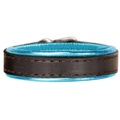 Padded Metallic Leather Bracelet with Engraved Plate