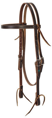 Turquoise Cross Skirting Leather Browband Headstall