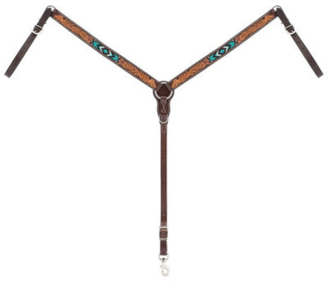 Turquoise Cross Two Toned Breast Collar
