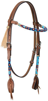 Cody Pro Native American Beaded Browband Headstall, Royal Blue