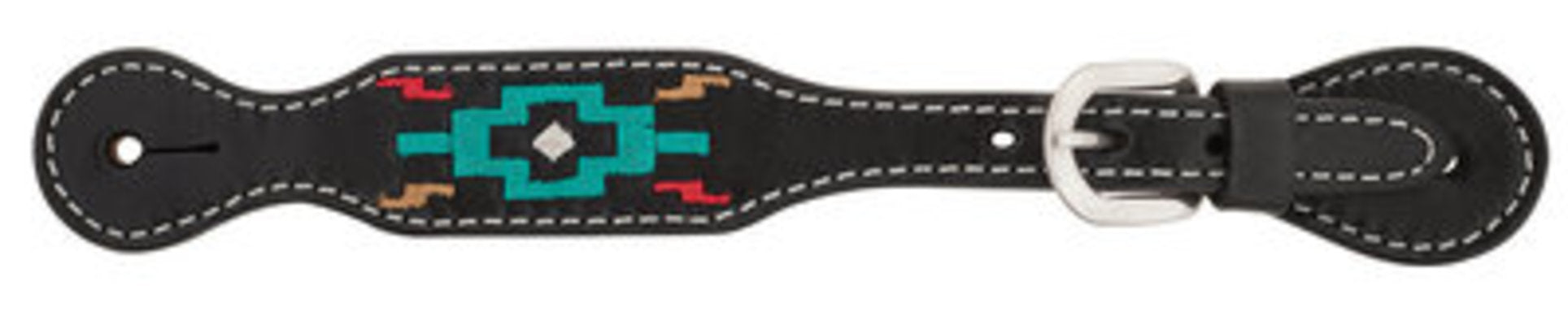 Turquoise Cross Multicolor Embroidered Spur Straps