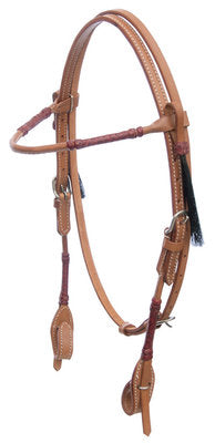 Buffalo Leather Rolled Headstall w/ Rawhide Accents