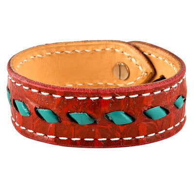 Buckstitch Bracelet, Red Gator &amp;amp; Turquoise
