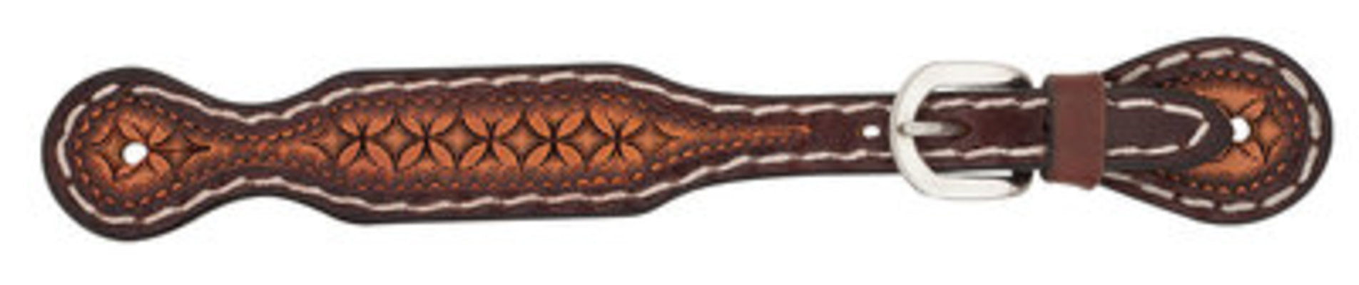 Turquoise Cross Geometric Tooled Spur Straps, Ladies