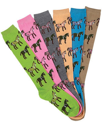 Equestrian Knee High Socks, 6-pack