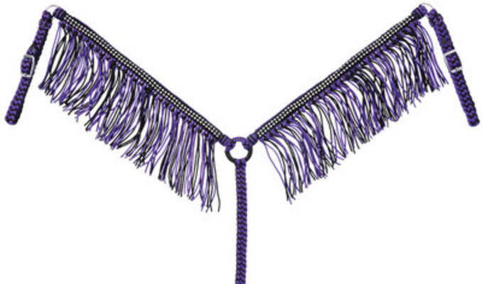 Braided Cord Breast Collar with Fringe &amp; Crystals