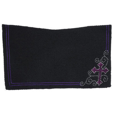 Crystal Cross Contoured Wool Saddle Blanket, 28&quot; x 30&quot;