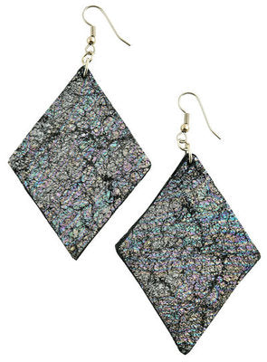 Metallic Gunmetal Diamond Earrings