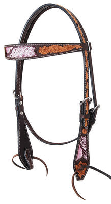 Python Antiqued Browband Headstall