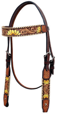 Rafter T Painted Sunflower Browband Headstall