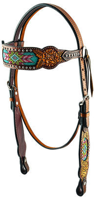 Rafter T Beaded Inlay Browband Headstall