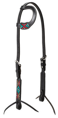 Turquoise Cross Multicolor Embroidered Sliding Ear Headstall