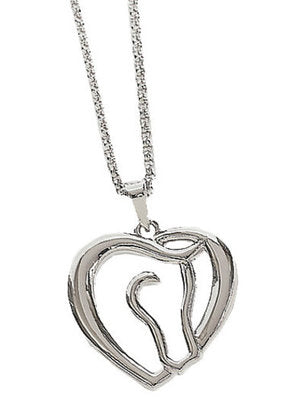 Horse Head Heart Necklace