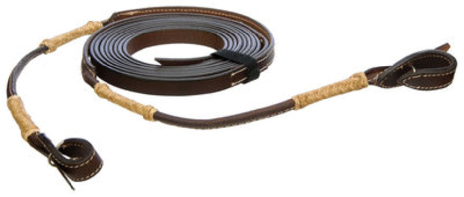 Buffalo Leather Rolled Split Reins w/ Rawhide Accents