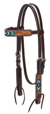 Turquoise Cross Two Toned Browband Headstall