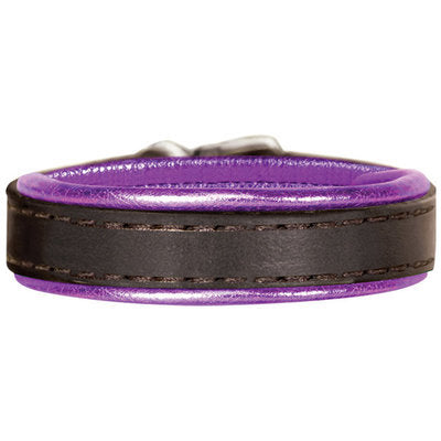 Padded Metallic Leather Bracelet with Engraved Plate