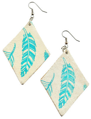 Feather Print Diamond Earrings
