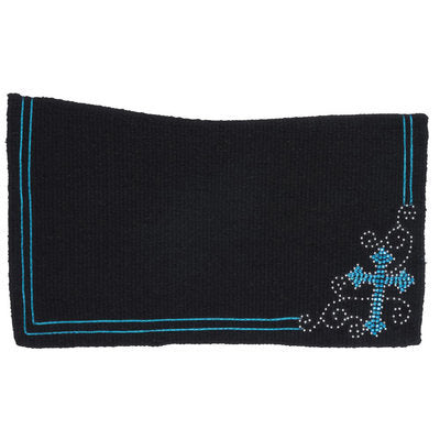 Crystal Cross Contoured Wool Saddle Blanket, 28&quot; x 30&quot;