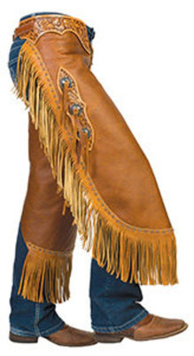 Brown Pull-Up Fashion Chinks with Floral Yoke Set