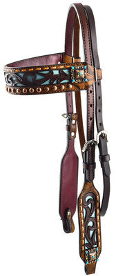 Rafter T Distressed Filigree Browband Headstall