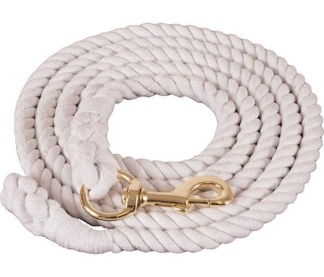 White Cotton Lead Rope w/ brass-plated bolt snap
