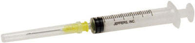 Jeffers Luer Slip Syringe/Needle Combo, Singles