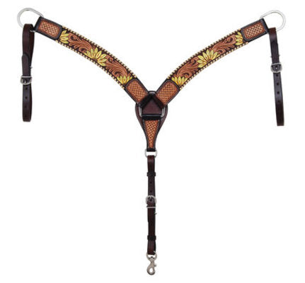 Rafter T Painted Sunflower Roper Breast Collar