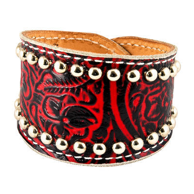 Red Floral Cuff with Stainless Spots