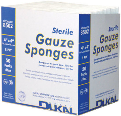 Sterile 8 ply 4&amp;quot; x 4&amp;quot; Gauze Sponges, box of 50