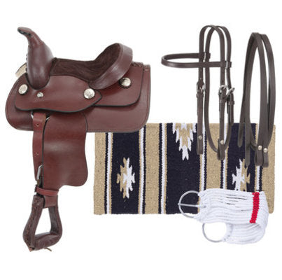 Miniature Western Leather Saddle Package