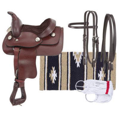 Miniature Western Leather Saddle Package