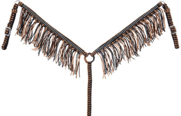 Braided Cord Breast Collar with Fringe &amp; Crystals