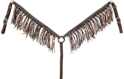 Braided Cord Breast Collar with Fringe &amp; Crystals